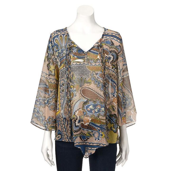 Women's World Unity Asymmetrical Hem Chiffon Top, Size: Xs, Med Green