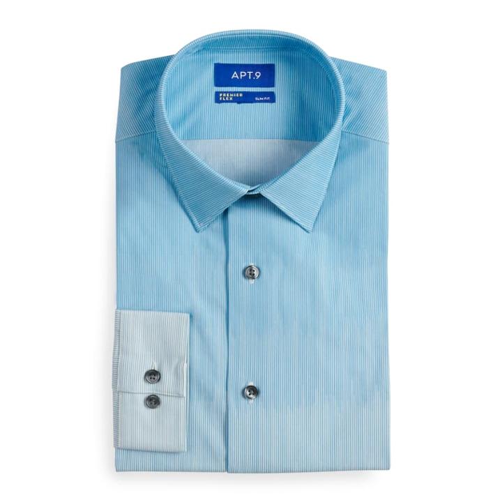 Men's Apt. 9&reg; Slim-fit Premier Flex Collar Stretch Dress Shirt, Size: 16.5 36/37, Light Blue
