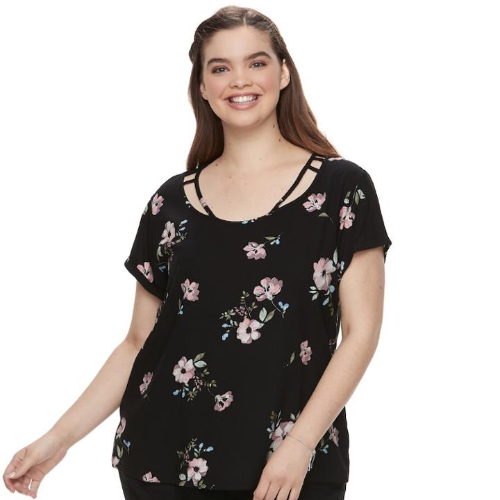 Juniors' Plus Size So&reg; Cold-clavicle Tee, Teens, Size: 2xl, Black