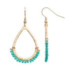 Teal Seed Bead Teardrop Earrings, Women's, Green