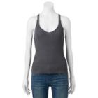 Juniors' Pink Republic Cross Back Knit Tank, Girl's, Size: Large, Dark Grey