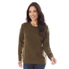 Women's Apt. 9&reg; Boucle Dot Crewneck Sweater, Size: Medium, Dark Green