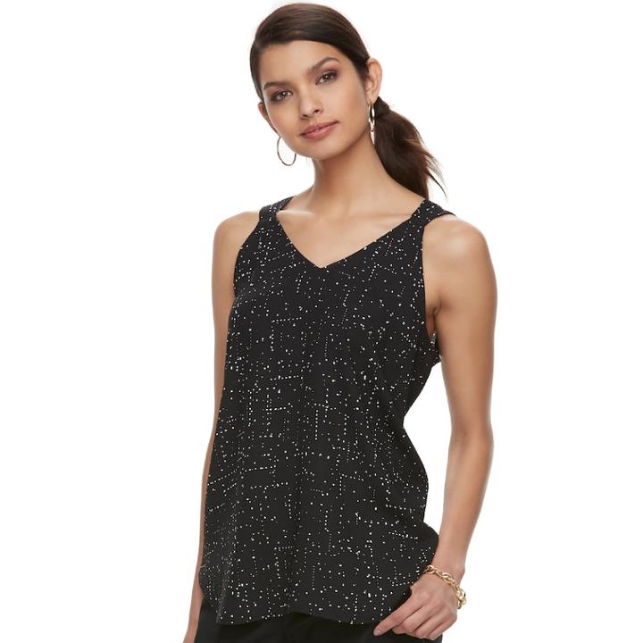 Women's Apt. 9&reg; Printed Crisscross Tank, Size: Xl, Black