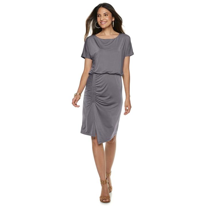 Women's Jennifer Lopez Shirred Blouson Dress, Size: Small, Med Grey