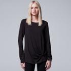 Women's Simply Vera Vera Wang French Terry Twist Tee, Size: Small, Black
