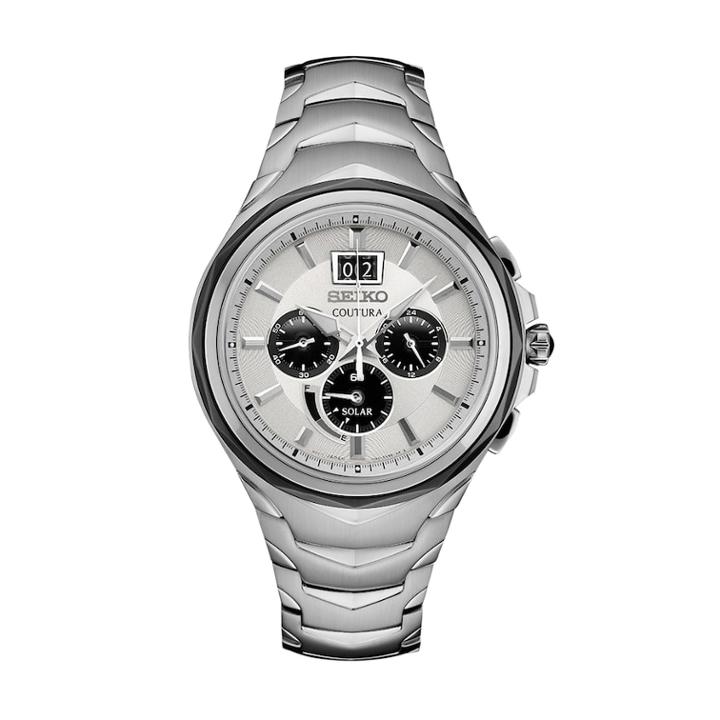 Seiko Men's Coutura Stainless Steel Solar Chronograph Watch - Ssc627, Size: Large, Silver