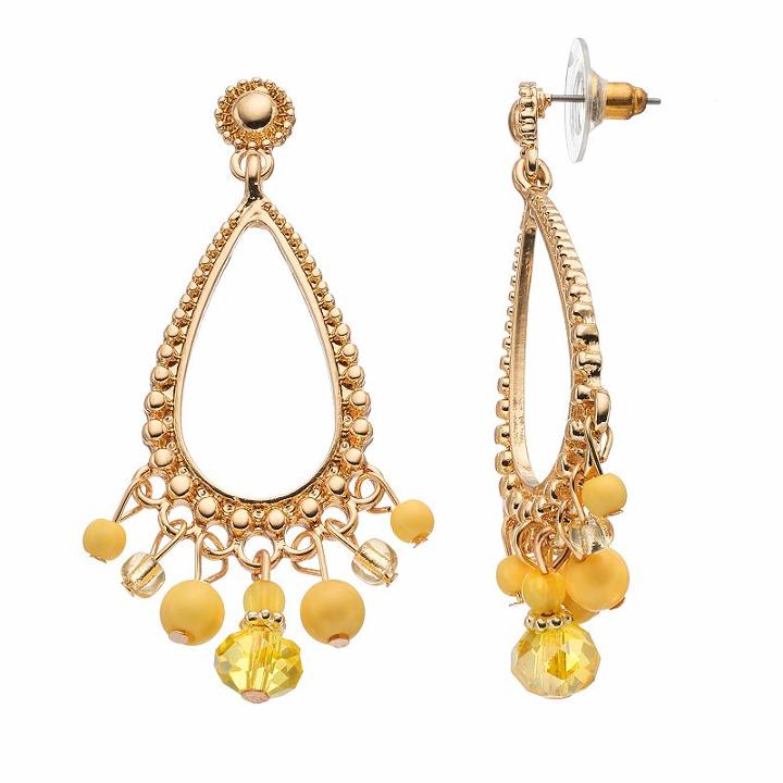 Yellow Shaky Bead Teardrop Earrings, Women's