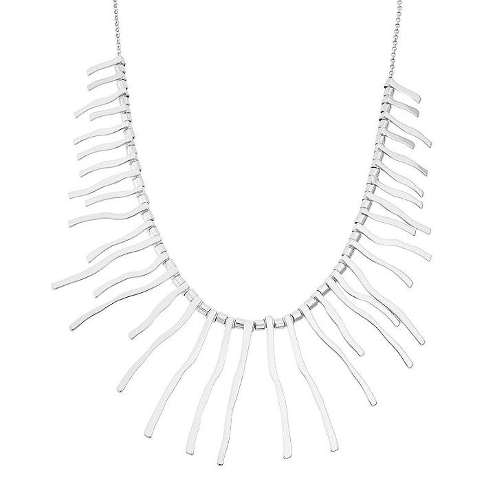 Sterling Silver Wavy Stick Bib Necklace, Women's, Size: 16