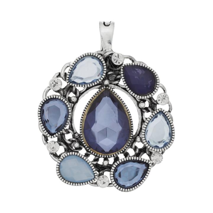 Wearable Art Teardrop Wreath Pendant, Women's, Blue