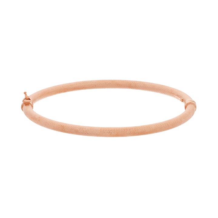 18k Rose Gold Over Silver Textured Bangle Bracelet, Women's, Size: 7, Pink