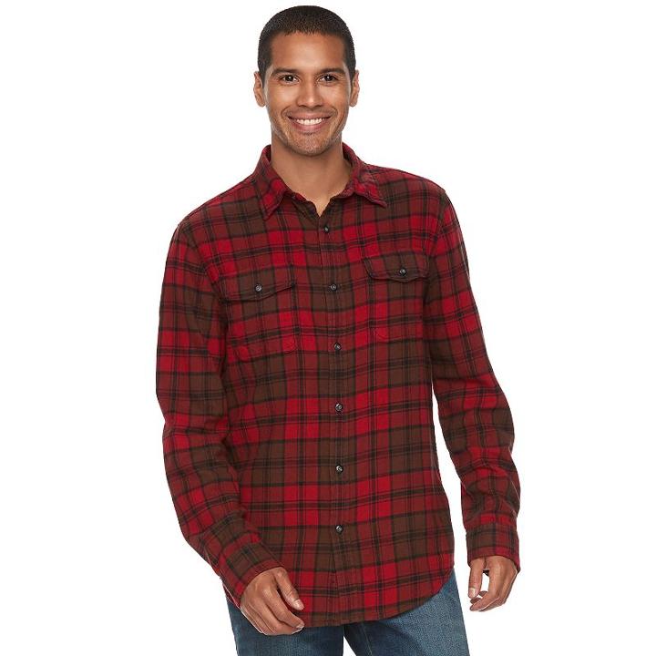 Men's Sonoma Goods For Life&trade; Slim-fit Plaid Flannel Button-down Shirt, Size: Xl, Med Brown