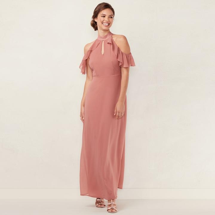 Women's Lc Lauren Conrad Ruffle Cold-shoulder Maxi Dress, Size: 2, White