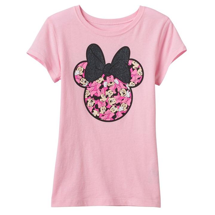 Disney's Minnie Mouse Girls 7-16 Many Minnie's Glitter Bow Graphic Tee, Size: Small, Med Pink