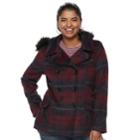 Juniors' Plus Size Urban Republic Wool Double-breasted Peacoat, Teens, Size: 1xl, Med Red