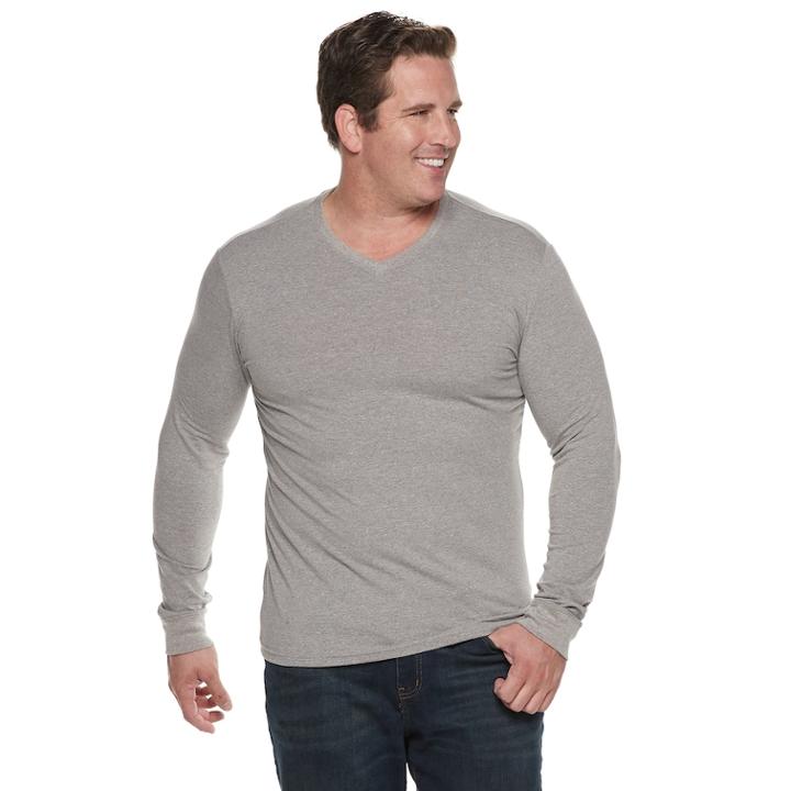 Men's Sonoma Goods For Life&trade; Supersoft Modern-fit V-neck Tee, Size: L Tall, Dark Grey