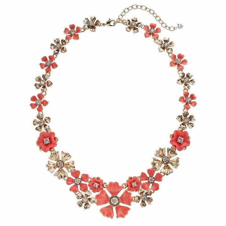 Napier Flower Statement Necklace, Women's, Orange