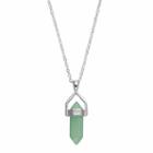Healing Stone Silver Plated Vertical Aventurine Crystal Pendant Necklace, Women's, Size: 18, Green