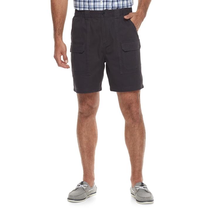 Men's Croft & Barrow&reg; Classic-fit Side Elastic Cargo Shorts, Size: 40, Dark Grey