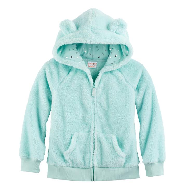 Girls 4-10 Jumping Beans&reg; Sherpa Zip Hoodie, Size: 5, Turquoise/blue (turq/aqua)