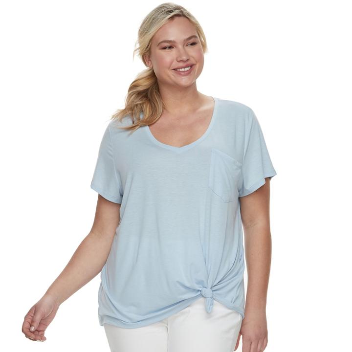 Juniors' Plus Size So&reg; Relaxed Pocket Tee, Teens, Size: 2xl, Light Blue