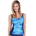Women's Mazu Swim Bust Enhancer Twist-front Tankini Top, Size: 12, Blue