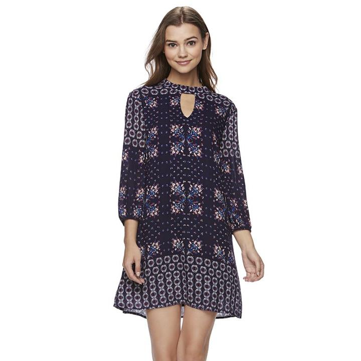 Juniors' Lily Rose Floral Swing Dress, Girl's, Size: Small, Blue Other