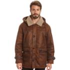 Men's Excelled Hooded Faux-shearling Jacket, Size: Small, Brown