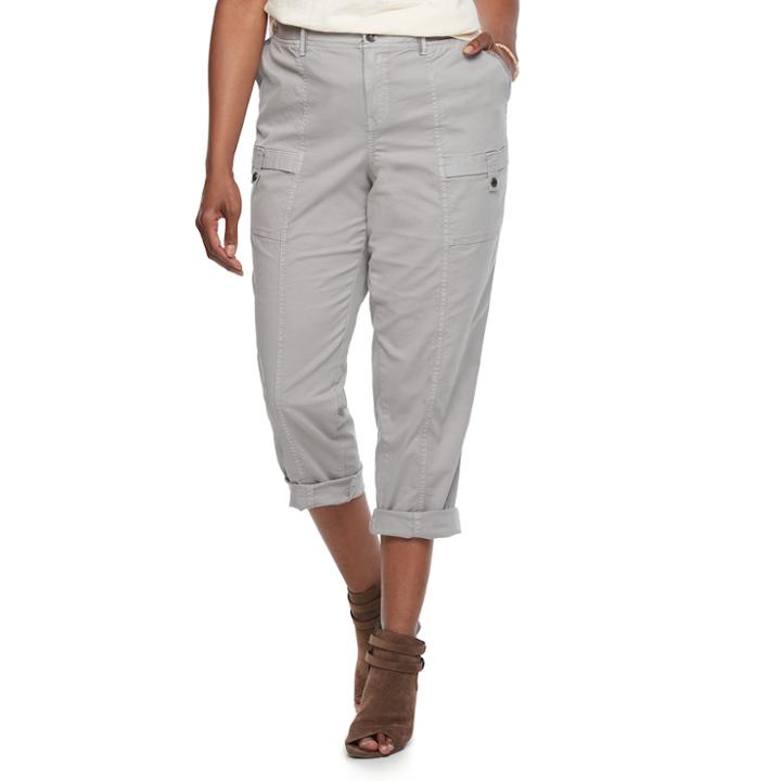 Plus Size Sonoma Goods For Life&trade; Canvas Utility Capris, Women's, Size: 24 W, Silver