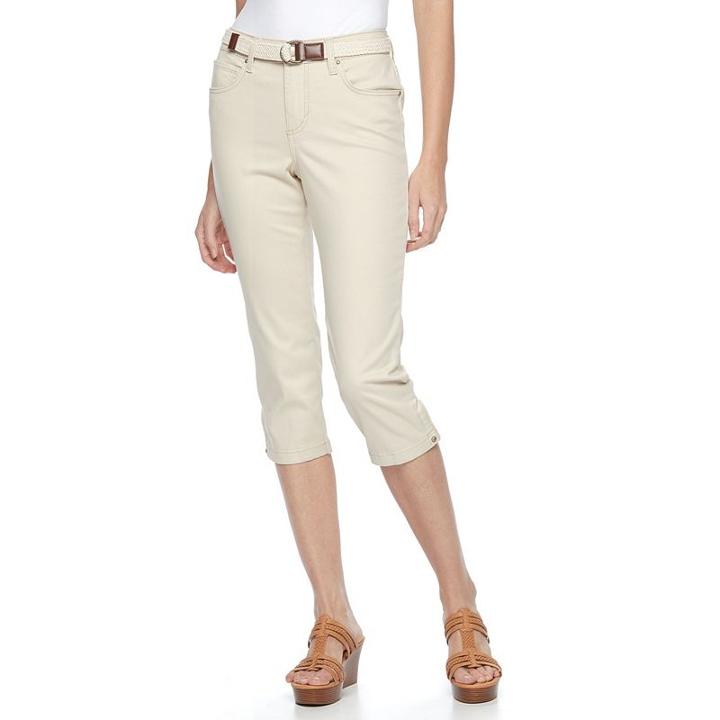Women's Croft & Barrow&reg; Belted Capris, Size: 18, Lt Beige