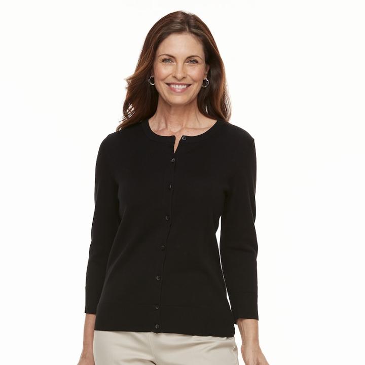 Women's Croft & Barrow&reg; Essential Button-front Cardigan, Size: Small, Black