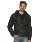 Big & Tall Marc Anthony Slim-fit Hooded Faux-leather Jacket, Men's, Size: Xl Tall, Black