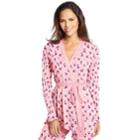 Women's Maidenform Pajamas: French Terry Wrap Cardigan, Size: Medium, Light Pink