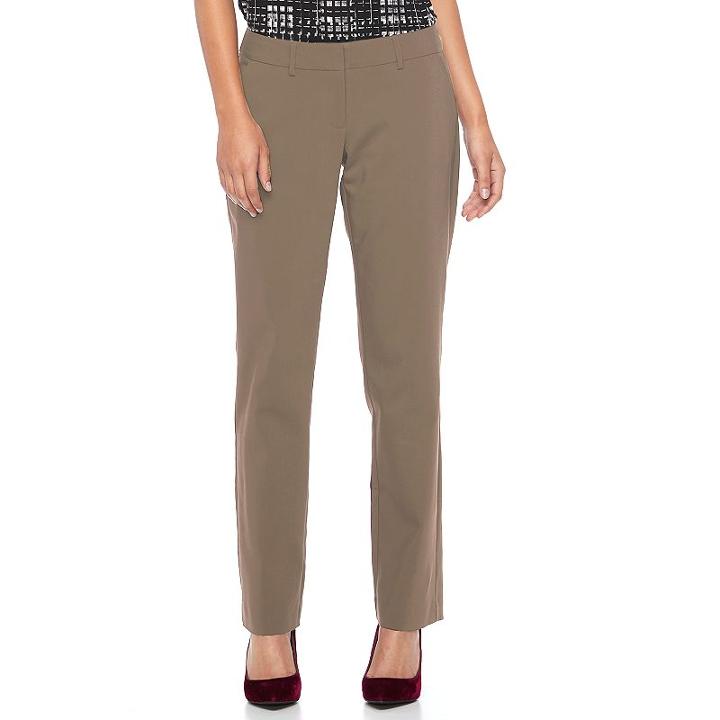 Women's Apt. 9&reg; Torie Straight-leg Dress Pants, Size: 12 T/l, Brown Oth