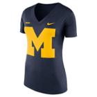 Women's Nike Michigan Wolverines Striped Bar Tee, Size: Xl, Blue (navy)