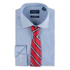 Men's Nick Dunn Modern-fit Patterned Easy-care Spread-collar Dress Shirt & Tie Set, Size: S 34/35, Blue