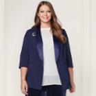 Lc Lauren Conrad Runway Collection Satin Trim Blazer - Plus Size, Women's, Size: 1xl, Dark Blue