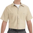 Men's Red Kap Classic-fit Industrial Button-down Work Shirt, Size: Xxl, Beig/green (beig/khaki)