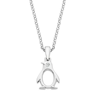 Little Diva Diamonds Kids' Sterling Silver Diamond Accent Penguin Pendant, Girl's, Size: 16, White