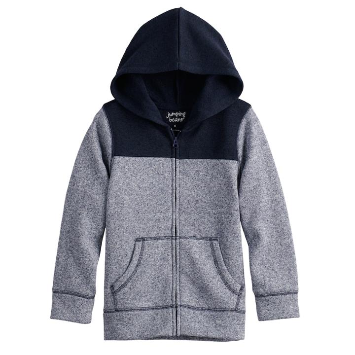 Boys 4-12 Jumping Beans&reg; Marled Colorblock Zip Sweater, Size: 5, Dark Blue