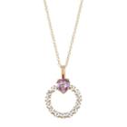10k Gold Lab-created Amethyst & White Topaz Heart Circle Pendant, Women's, Size: 18, Purple