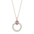 10k Gold Lab-created Amethyst & White Topaz Heart Circle Pendant, Women's, Size: 18, Purple