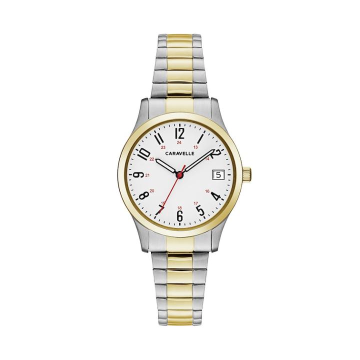 Caravelle Women's Easy Reader Two Tone Stainless Steel Expansion Watch - 45m111, Size: Small, Multicolor