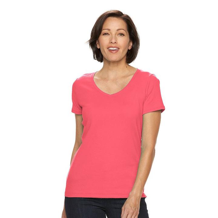 Women's Croft & Barrow&reg; Essential V-neck Tee, Size: Small, Brt Red