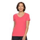 Women's Croft & Barrow&reg; Essential V-neck Tee, Size: Small, Brt Red