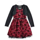 Plus Size Girls 7-16 Belted Skater Dress & Shrug, Size: 12 1/2, Red Overfl