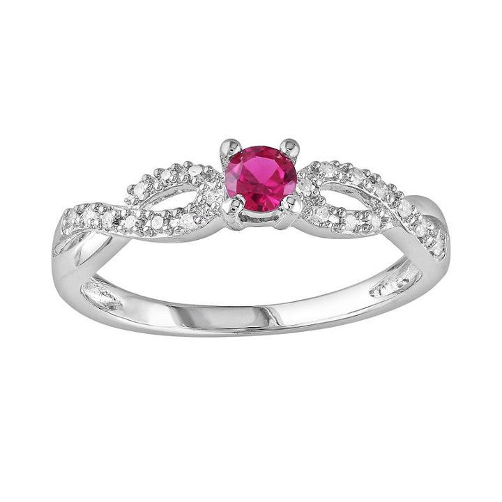 Sterling Silver Lab-created Ruby And Diamond Accent Infinity Ring, Women's, Size: 9, Red