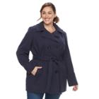Plus Size D.e.t.a.i.l.s Double Breasted Fleece Jacket, Women's, Size: 2xl, Blue
