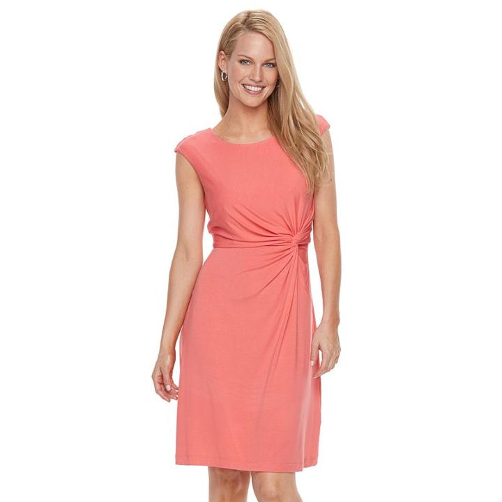 Women's Dana Buchman Print Twist-front Dress, Size: Small, Lt Orange