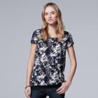 Women's Simply Vera Vera Wang Crinkle Tee, Size: Large, Blue (navy)