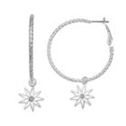 Starburst Charm Nickel Free Twisted Hoop Earrings, Women's, Silver